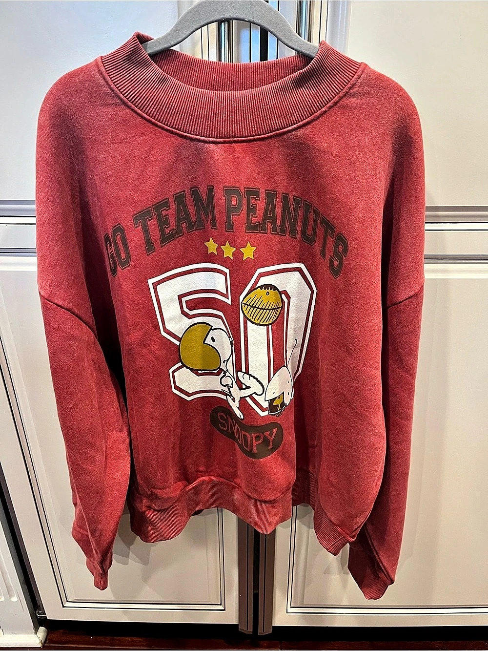 Peanuts World Champion 1950 Snoopy Graphic Sweatshirt Red